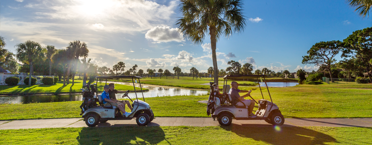 Golf carts on golf course