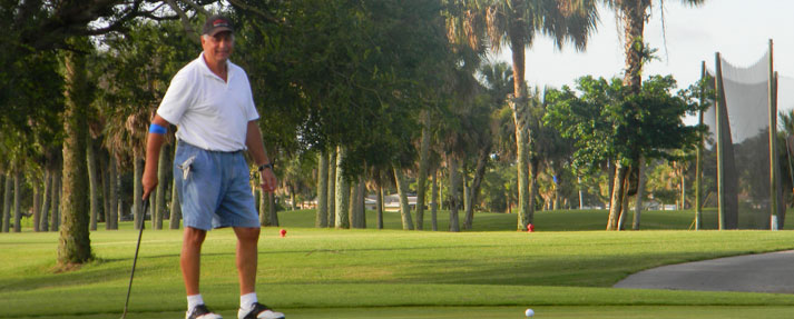 A golfer admires the greens on a course that is irrigated with reclaimed water