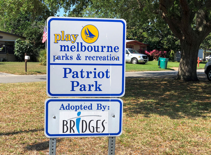 Patriot Park sign.