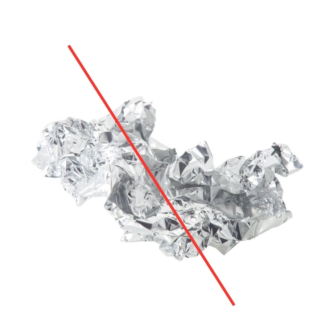 aluminum foil with red slash through image