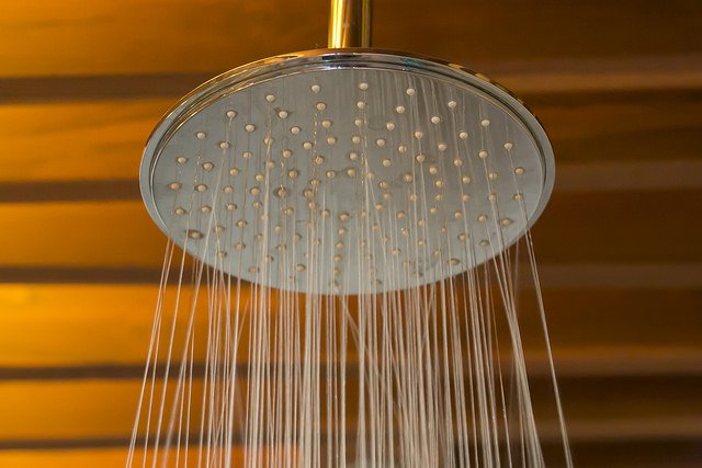 Water running from a WaterSense showerhead