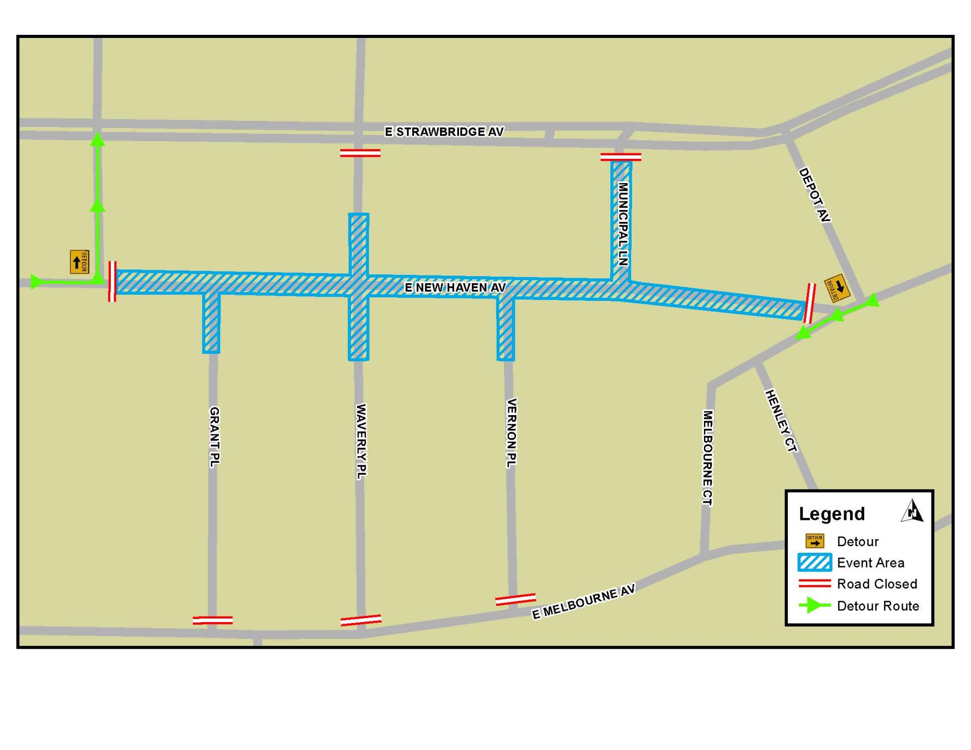 This is a map depicting the road closures for the Space Coast Pride Festival