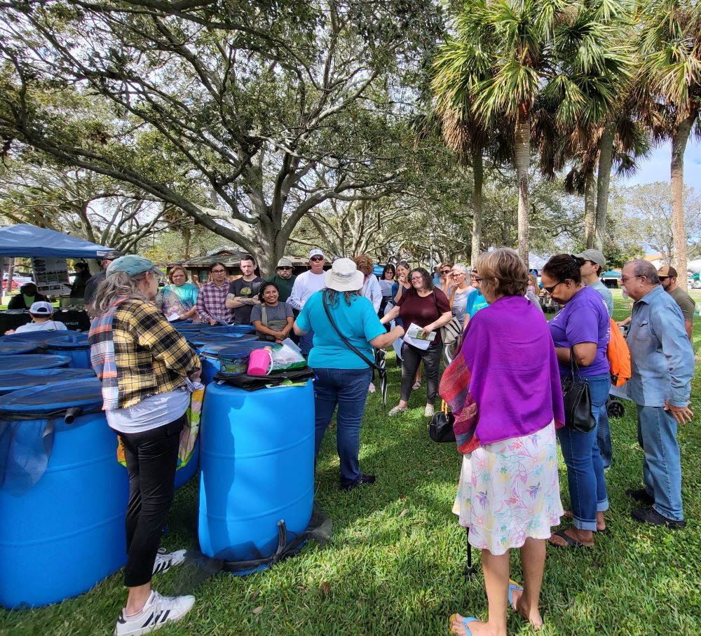 Rain barrel workshop at Indian River Lagoon Day, Front Street Park.