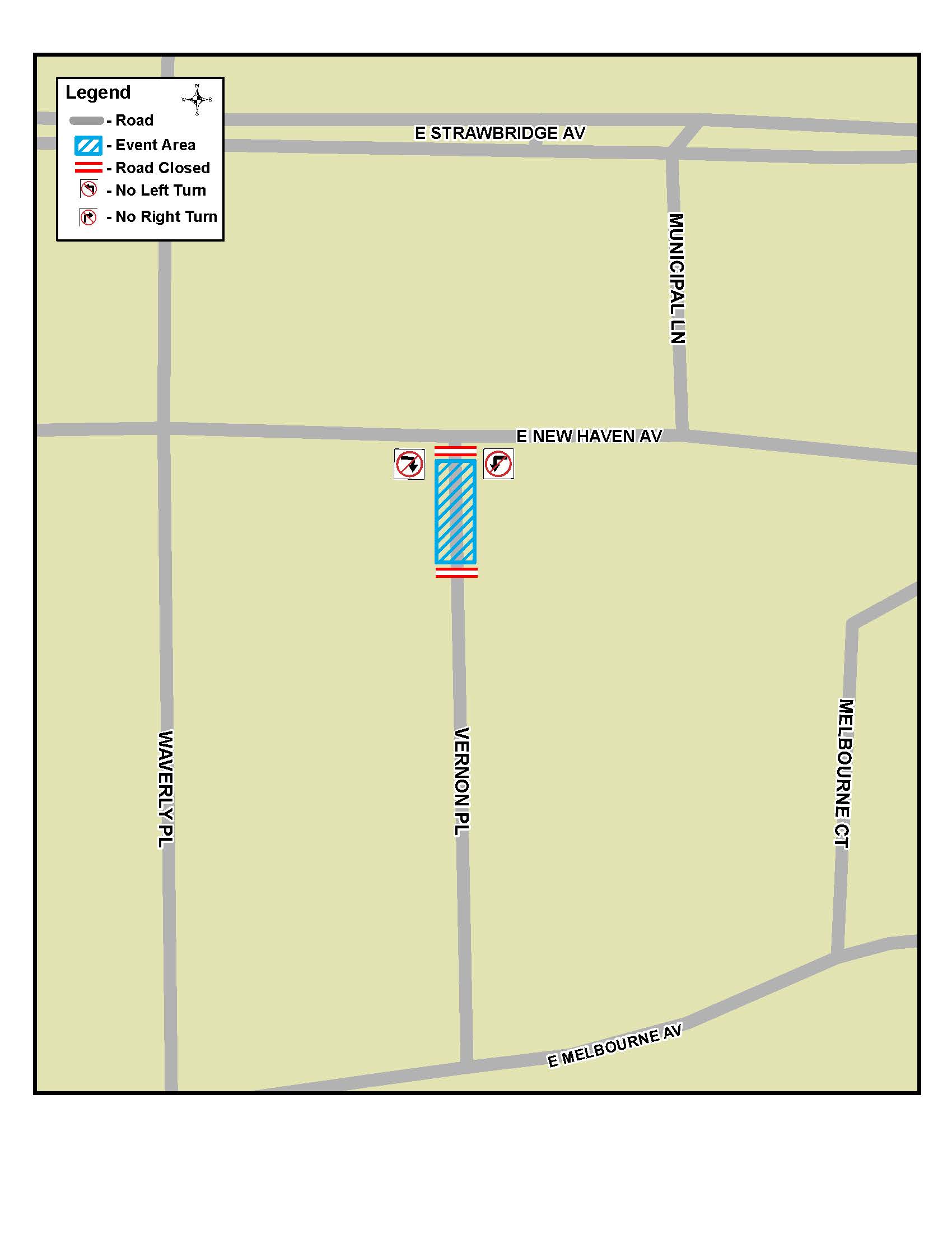 This is map depicting the road closures for the Hurricane Creek Saloon New Year's Eve Party