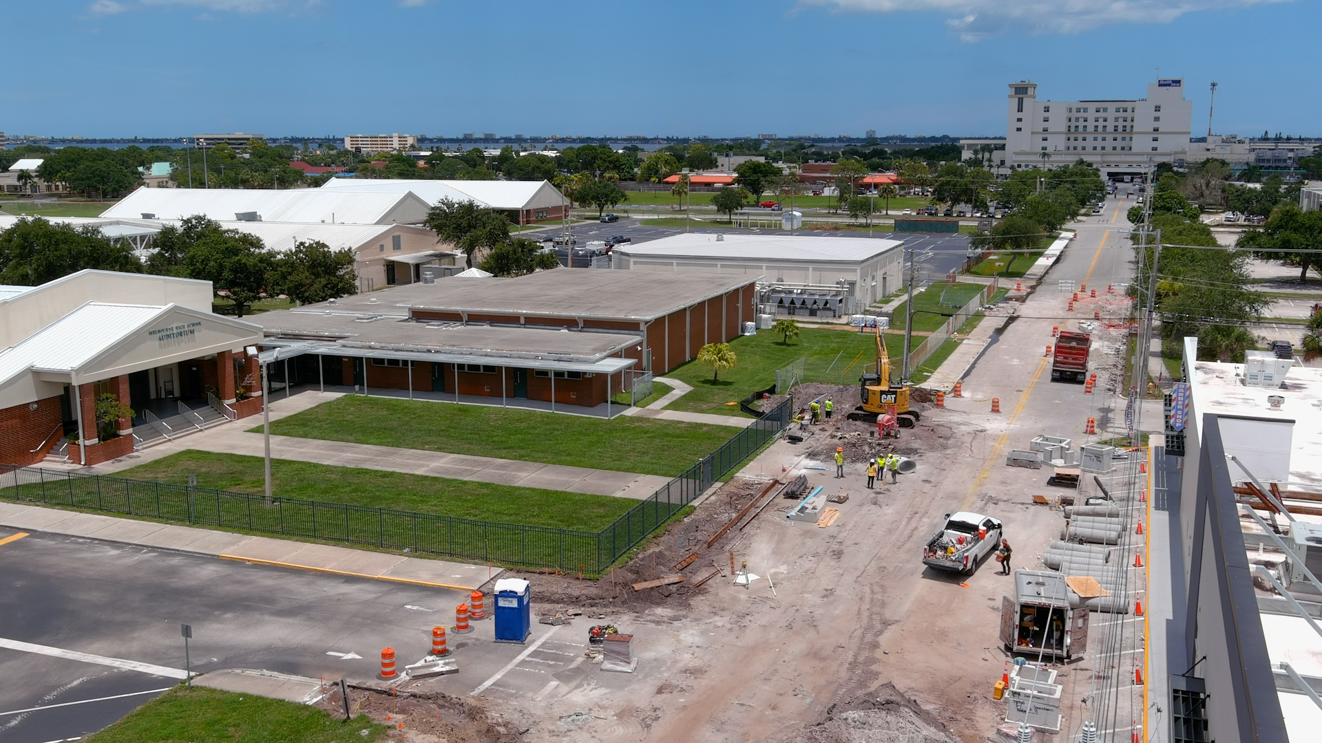 Aerial view of Bulldog Boulevard construction