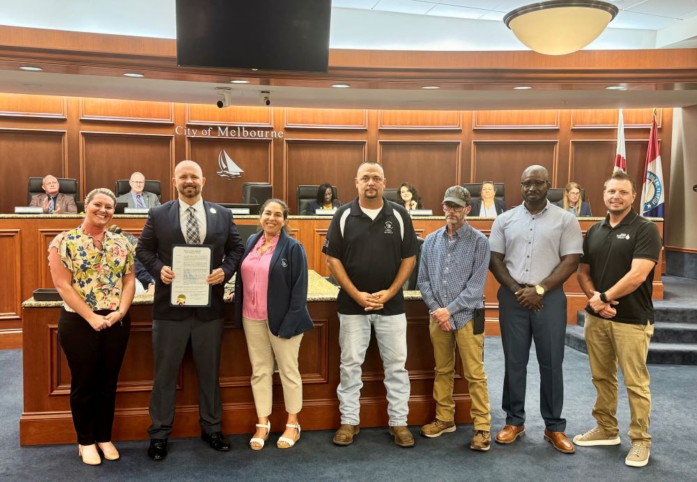 Mayor Alfrey presents proclamation to Public Works and Utilities employees