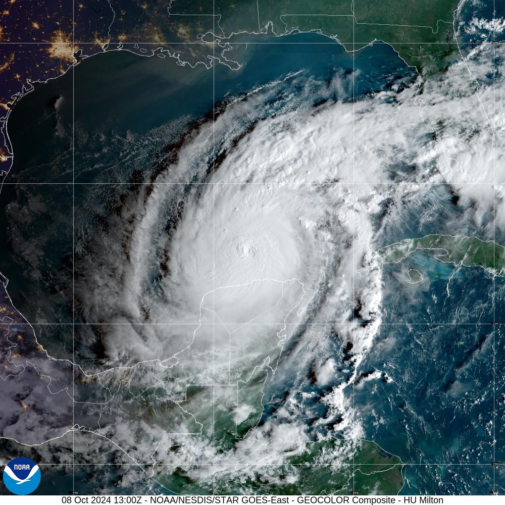 NOAA satellite image of Hurricane Milton Oct 8 2024